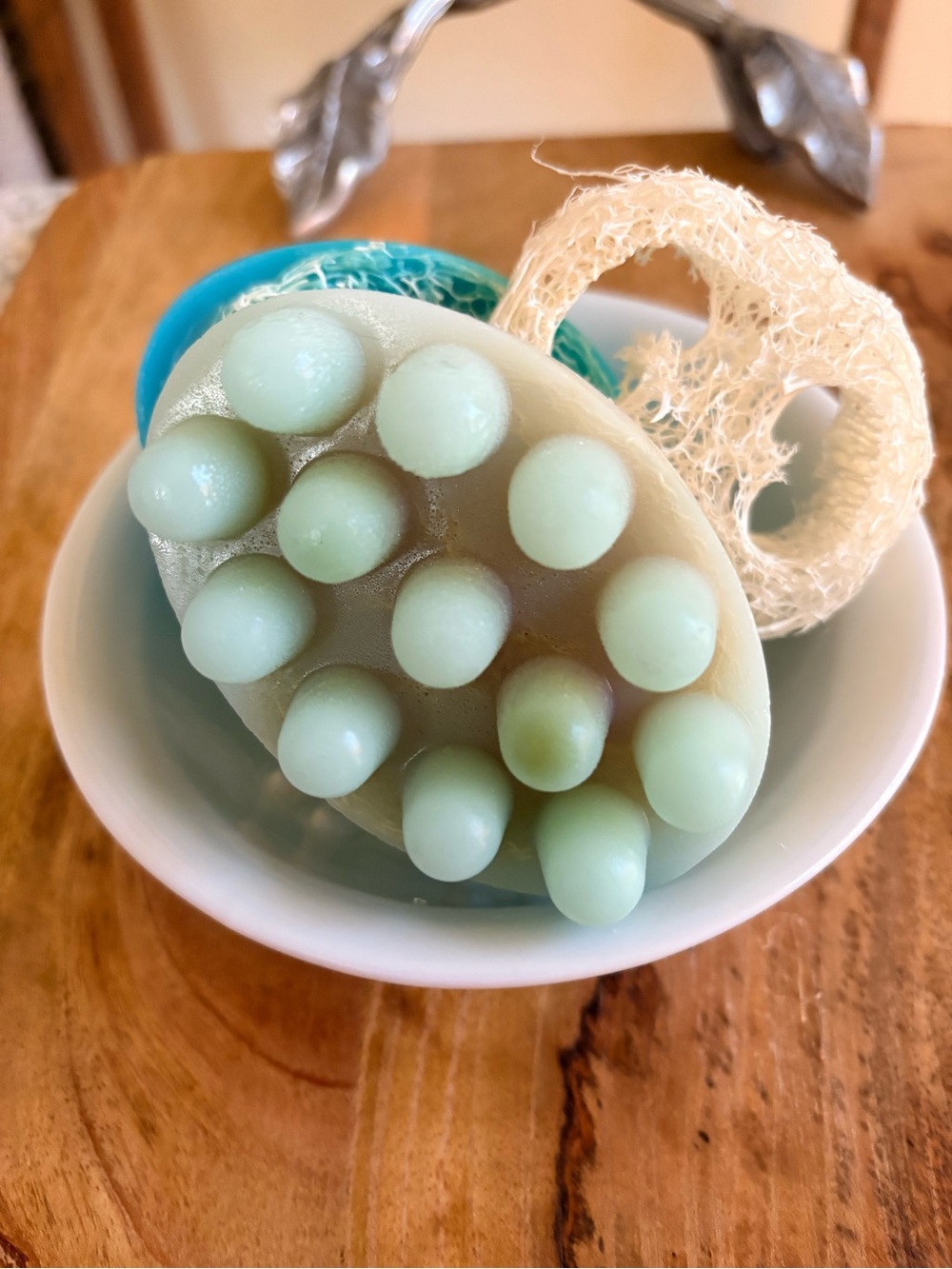 1  Loofah Soap, Lavender, homemade, will be gift wrapped